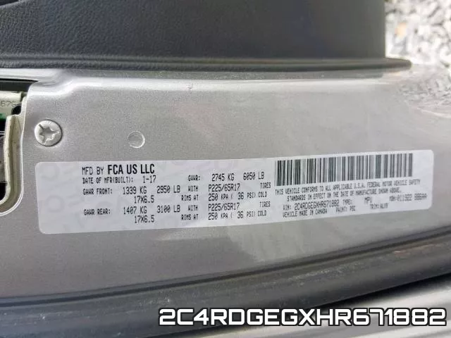 2C4RDGEGXHR671882 фото 2