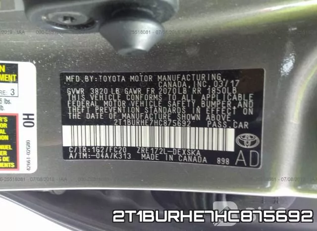 2T1BURHE7HC875692 фото 10