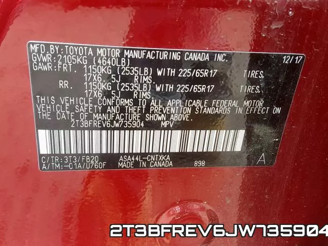 2T3BFREV6JW735904 фото 2