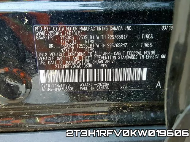 2T3H1RFV0KW019606 фото 2