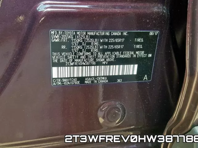2T3WFREV0HW387786 фото 2