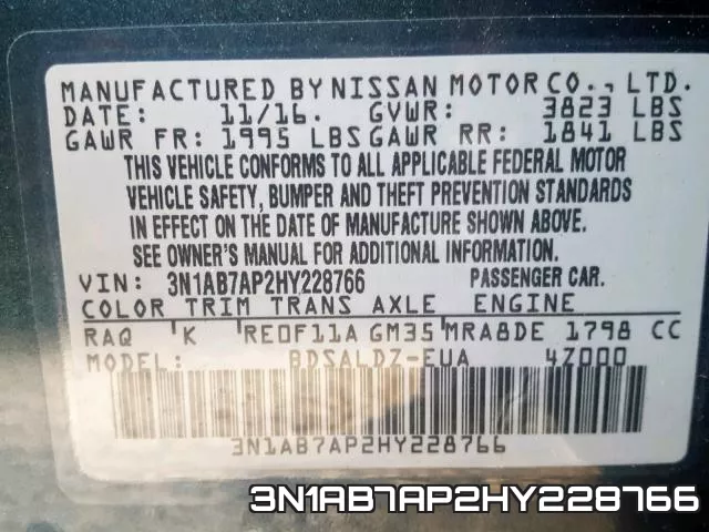 3N1AB7AP2HY228766 фото 2