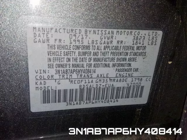 3N1AB7AP6HY408414 фото 2