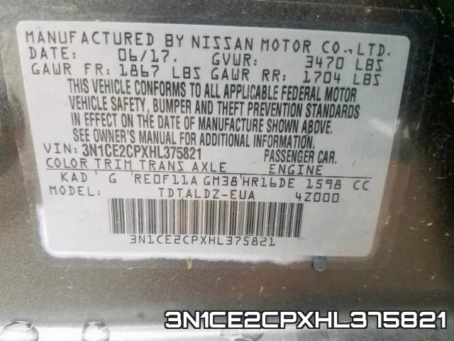 3N1CE2CPXHL375821 фото 2
