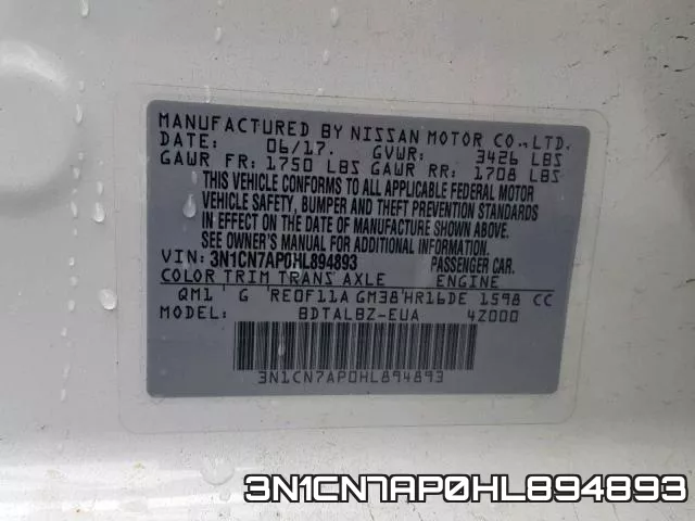 3N1CN7AP0HL894893 фото 2