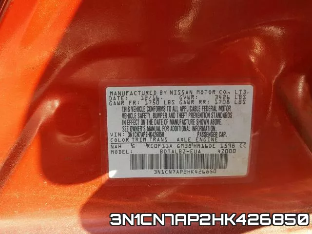 3N1CN7AP2HK426850 фото 2
