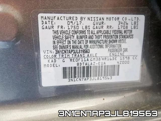 3N1CN7AP3JL819563 фото 2