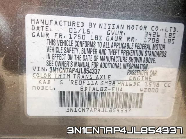 3N1CN7AP4JL854337 фото 2
