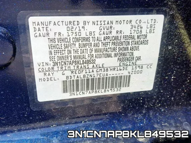 3N1CN7AP8KL849532 фото 2