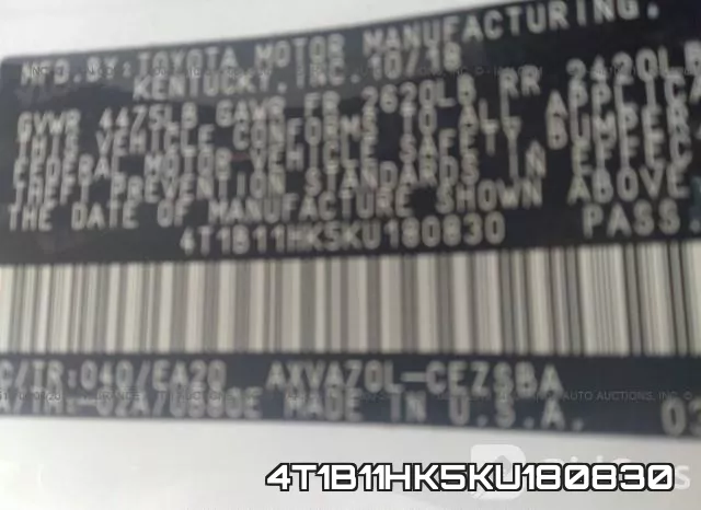 4T1B11HK5KU180830 фото 10