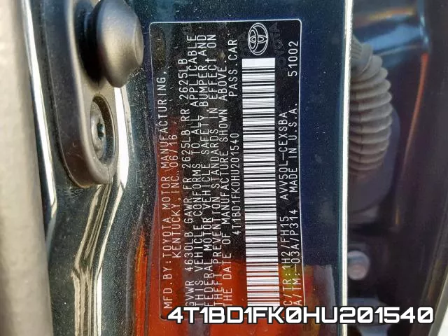 4T1BD1FK0HU201540 фото 2