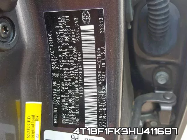 4T1BF1FK3HU411687 фото 2