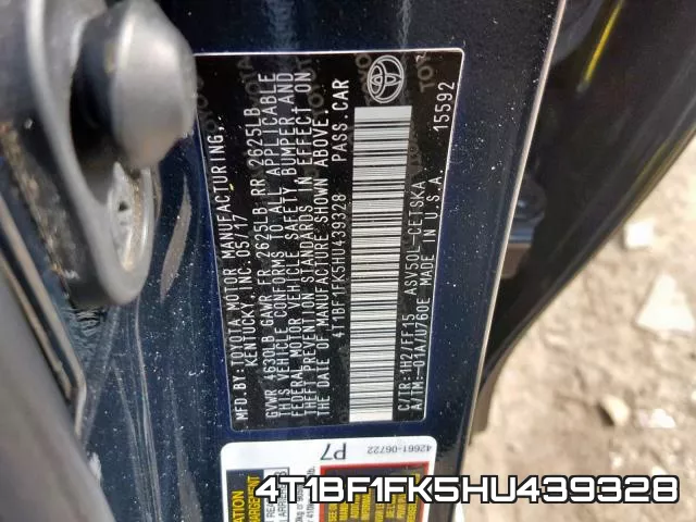 4T1BF1FK5HU439328 фото 2