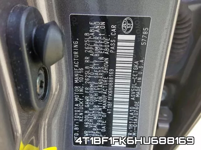 4T1BF1FK6HU688169 фото 2