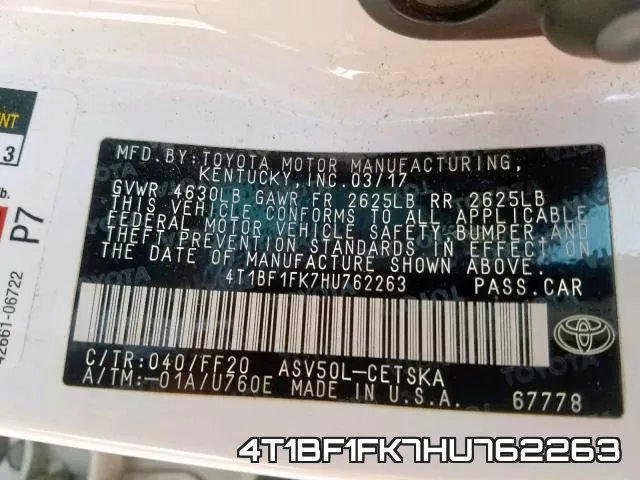 4T1BF1FK7HU762263 фото 2