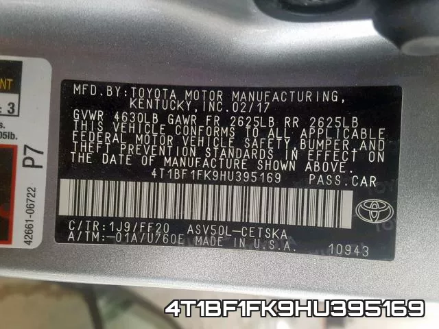 4T1BF1FK9HU395169 фото 2