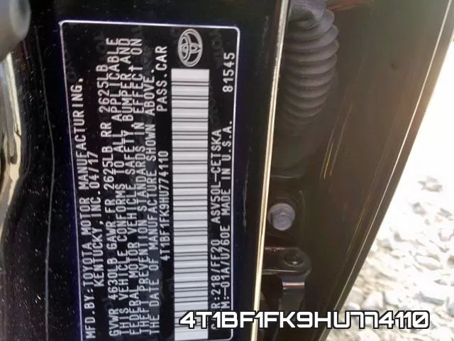 4T1BF1FK9HU774110 фото 2