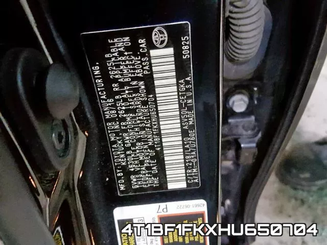 4T1BF1FKXHU650704 фото 2