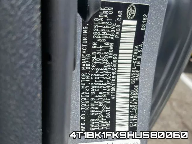 4T1BK1FK9HU580060 фото 2