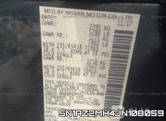 5N1AZ2MH4JN108059 фото 9