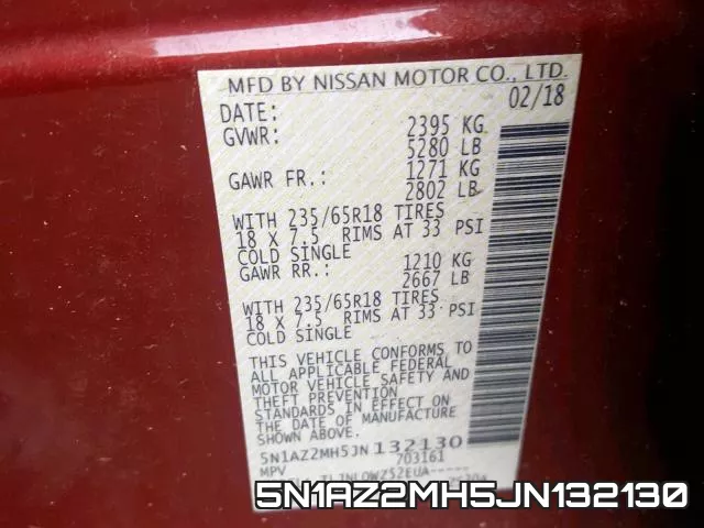 5N1AZ2MH5JN132130 фото 2