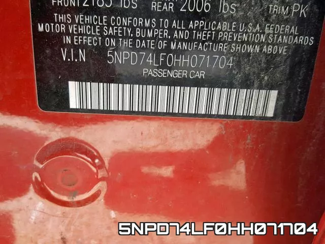 5NPD74LF0HH071704 фото 2
