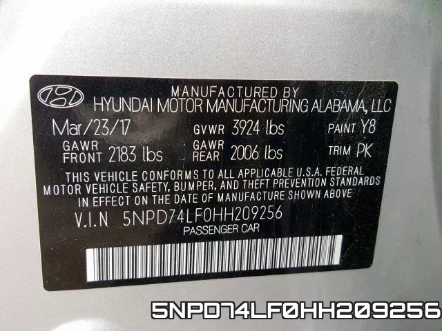 5NPD74LF0HH209256 фото 2