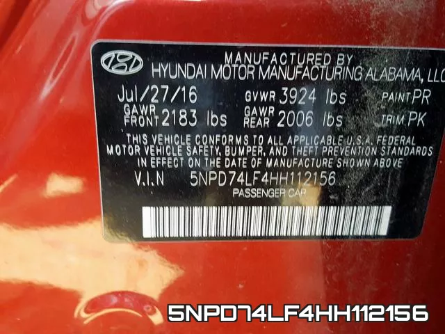 5NPD74LF4HH112156 фото 2