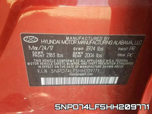 5NPD74LF5HH209771 фото 2