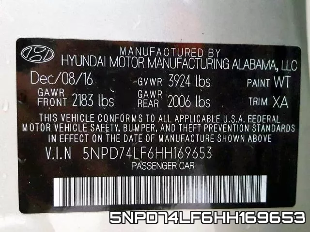5NPD74LF6HH169653 фото 2