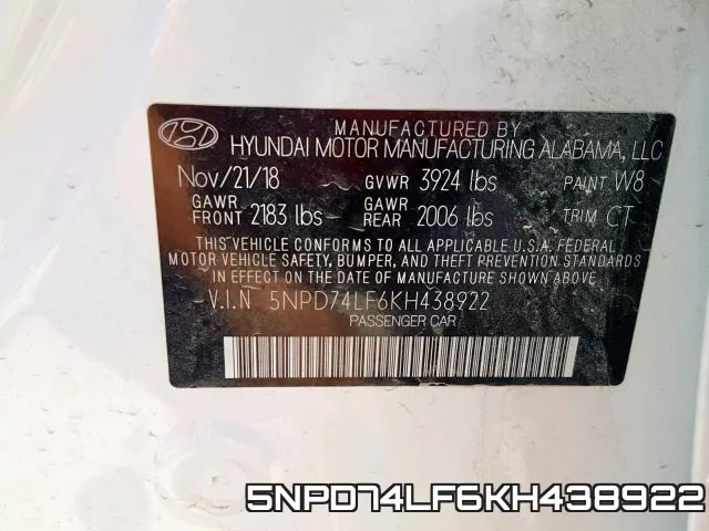 5NPD74LF6KH438922 фото 2