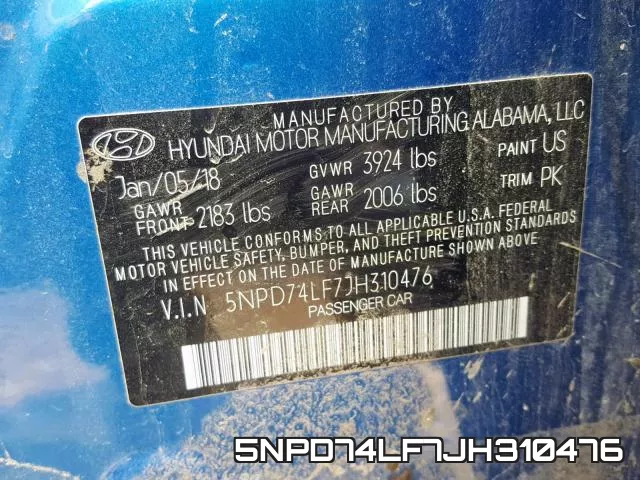 5NPD74LF7JH310476 фото 2