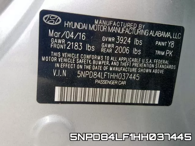 5NPD84LF1HH037445 фото 2