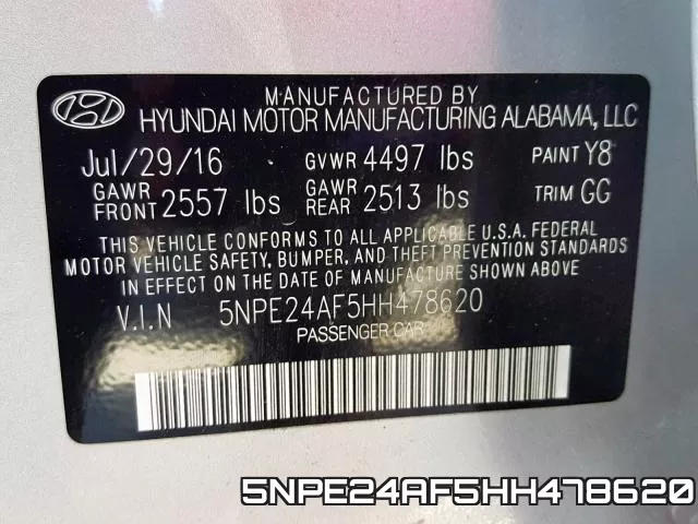 5NPE24AF5HH478620 фото 2