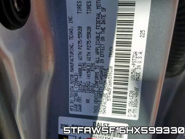 5TFAW5F16HX599330 фото 2