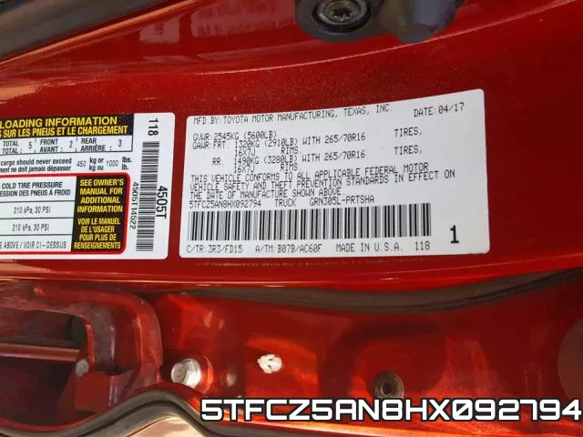 5TFCZ5AN8HX092794 фото 2
