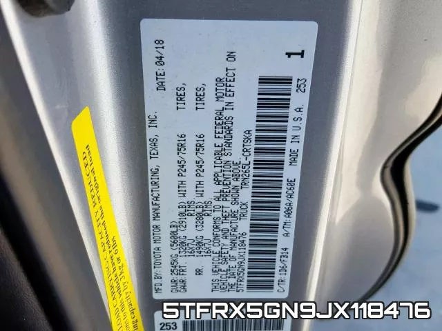 5TFRX5GN9JX118476 фото 2