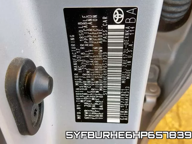 5YFBURHE6HP657839 фото 2
