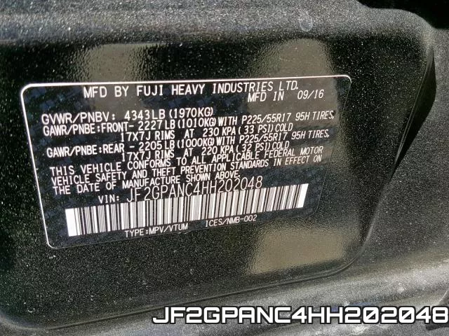 JF2GPANC4HH202048 фото 2