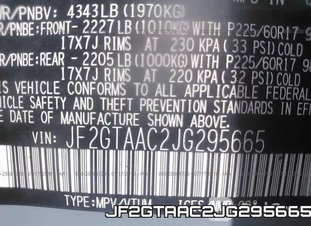 JF2GTAAC2JG295665 фото 10