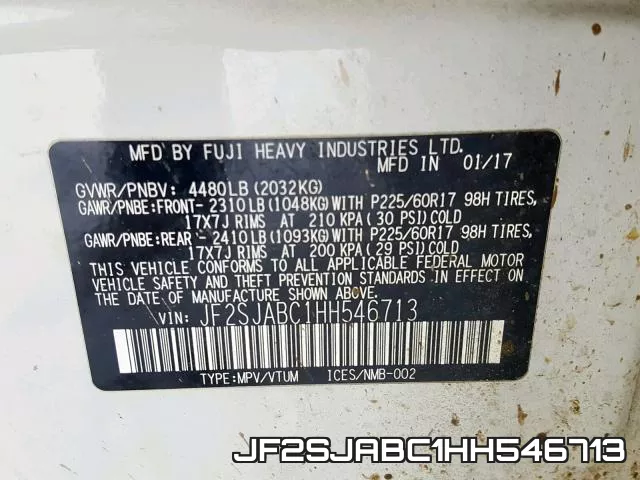JF2SJABC1HH546713 фото 2