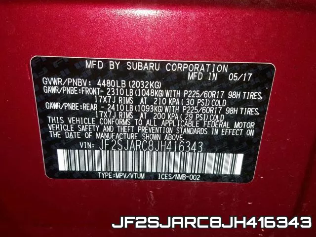 JF2SJARC8JH416343 фото 2