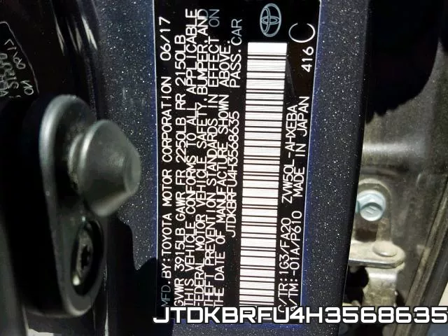 JTDKBRFU4H3568635 фото 2