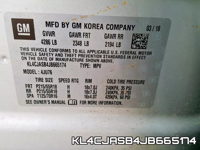 KL4CJASB4JB665174 фото 2