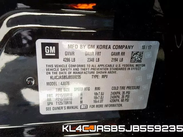 KL4CJASB5JB559235 фото 2