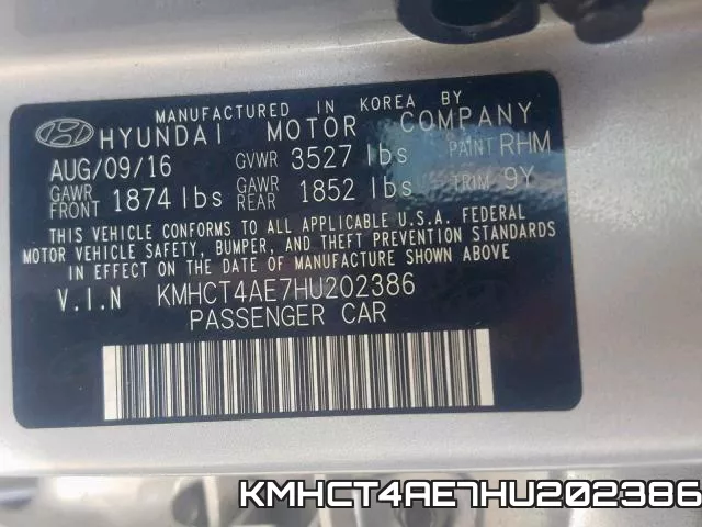 KMHCT4AE7HU202386 фото 2