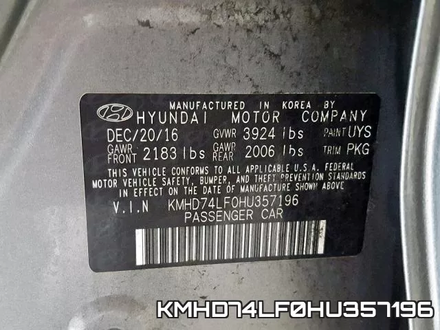 KMHD74LF0HU357196 фото 2