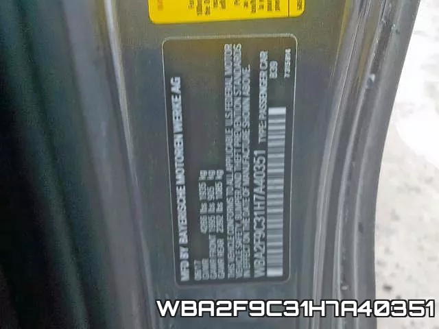WBA2F9C31H7A40351 фото 2