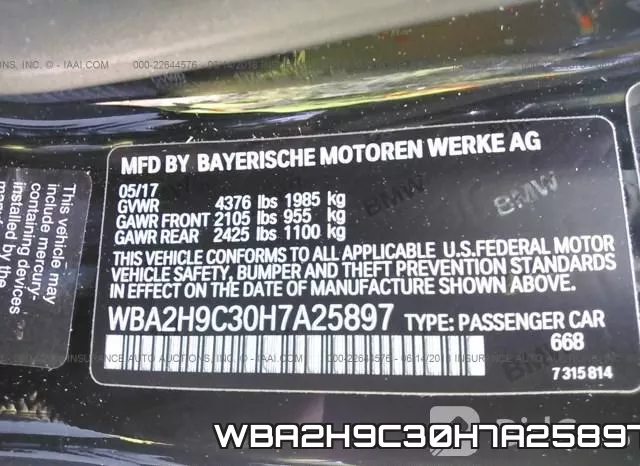 WBA2H9C30H7A25897 фото 10