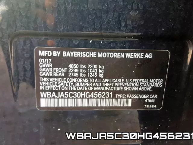 WBAJA5C30HG456231 фото 2